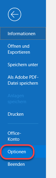 Outlook - Optionen