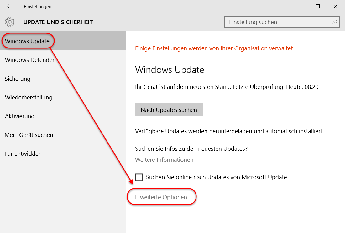 Einstellungen Windows-Update