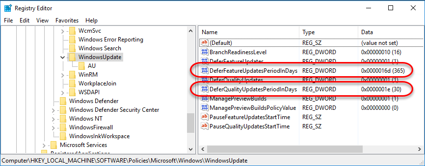 KB5004948 WinUpdate reg settings